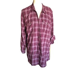 Royal Robbins Wool Blend Plaid Tunic Button Up Shirt Top